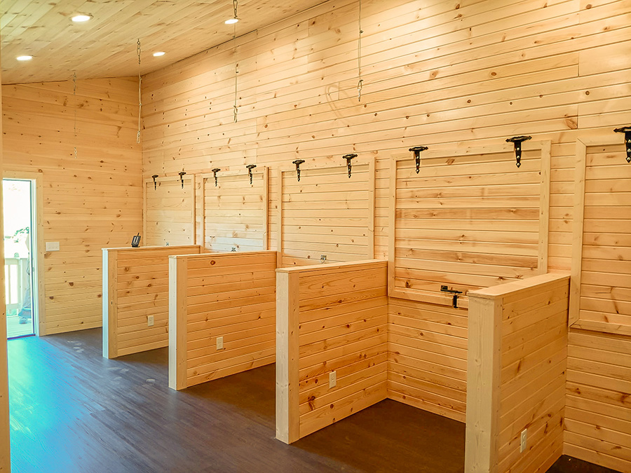 A shooting house interior.